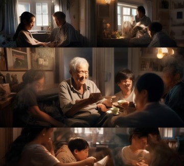 月光下的孝顺，温暖的家庭之爱